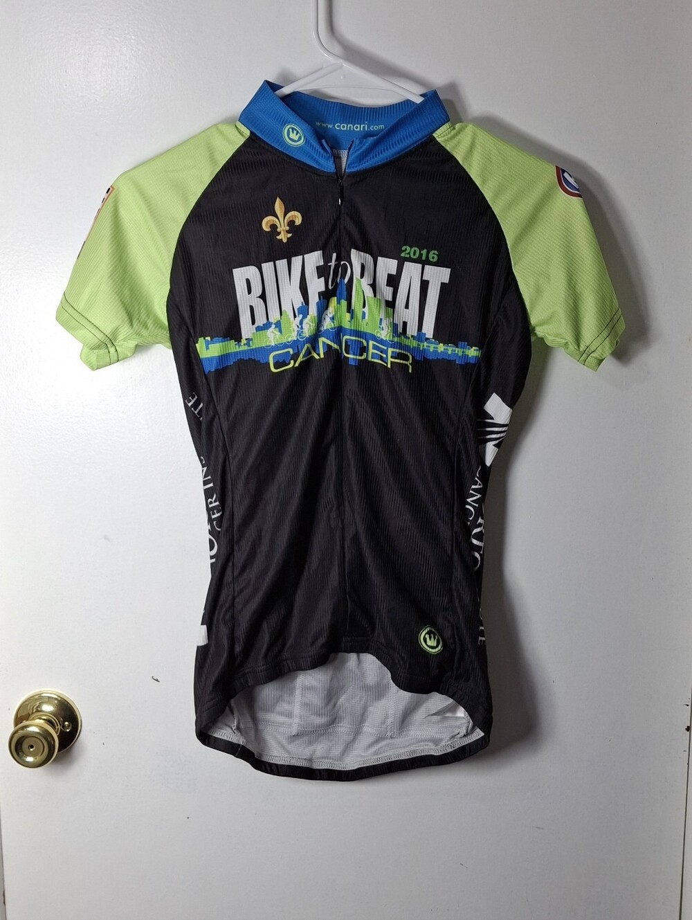 Mens Sporty Y2K Canari 2016 BikeBeat Cancer Cycling Jersey Size XS.